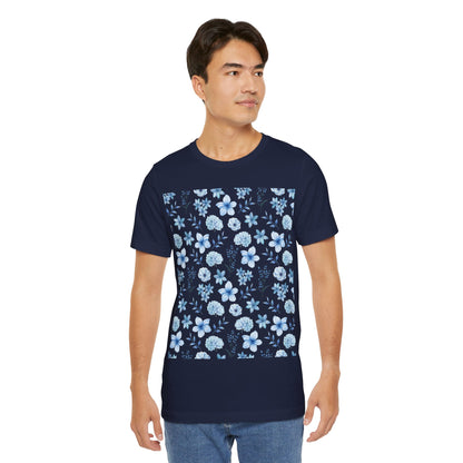 Snowy Blue Flowers T-Shirt