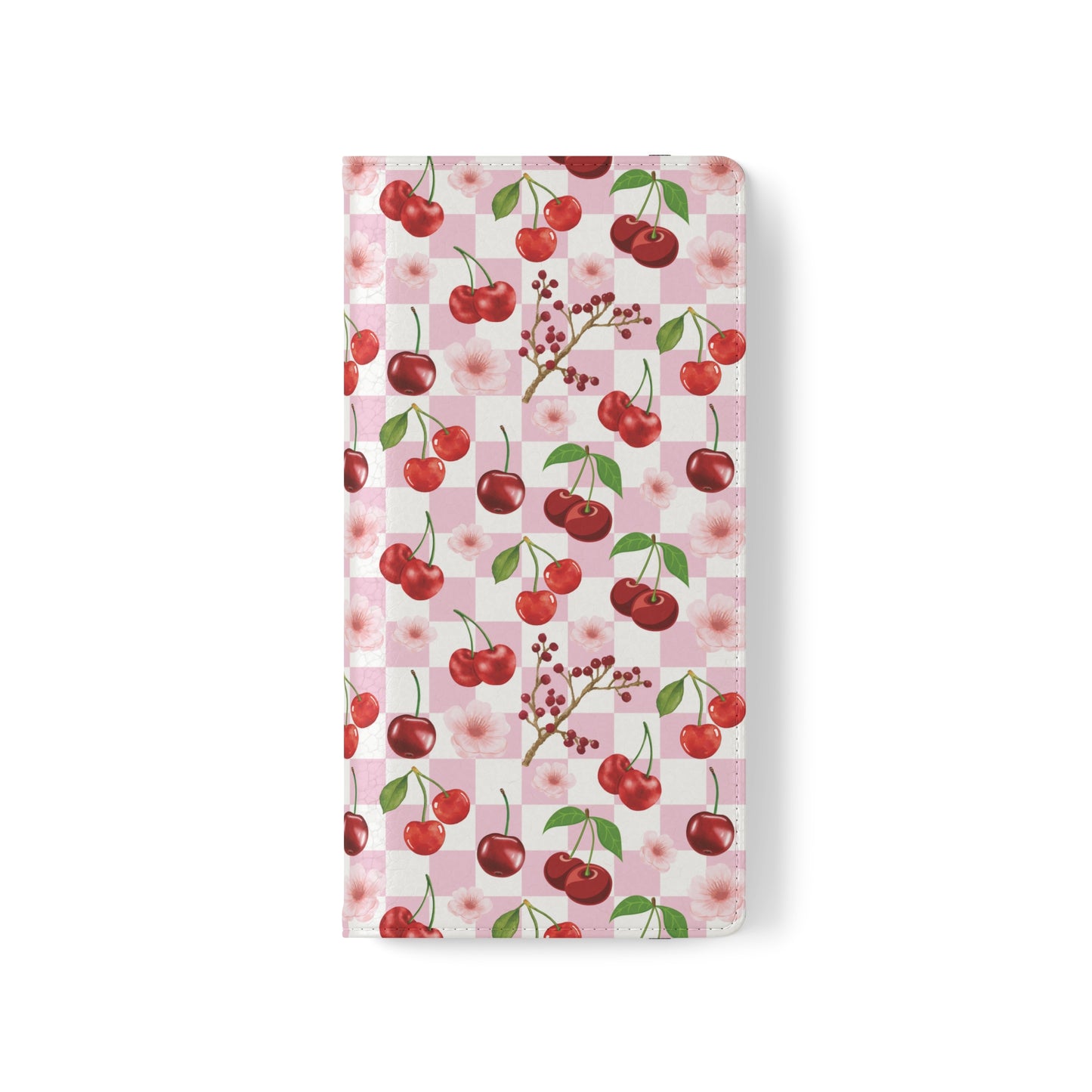 Cherry Checkerboard Flip Phone Case Cover with Pockets - Phone Case - Kristine Celestine