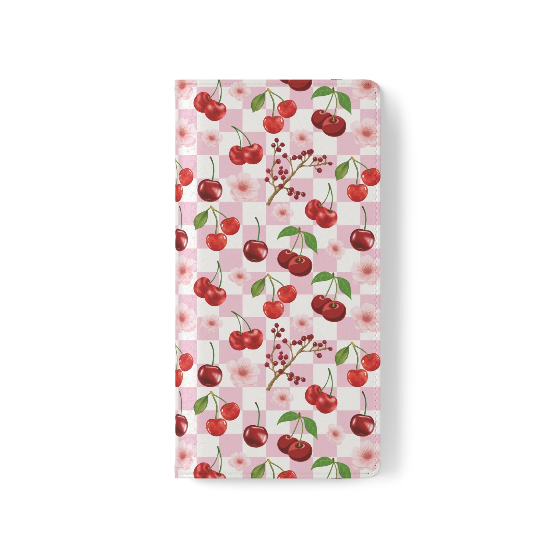 Cherry Checkerboard Flip Phone Case Cover with Pockets - Phone Case - Kristine Celestine