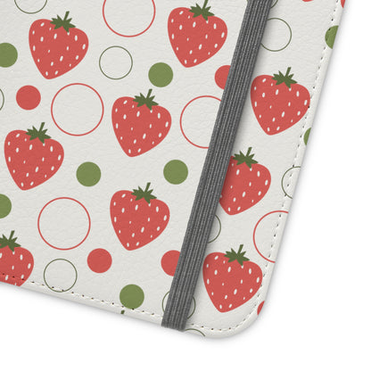 Red Strawberry Bubbles Flip Phone Case Cover with Pockets - Phone Case - Kristine Celestine