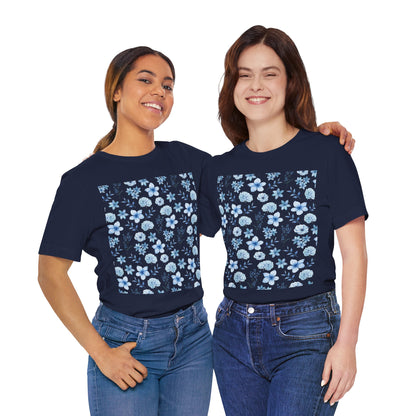 Snowy Blue Flowers T-Shirt