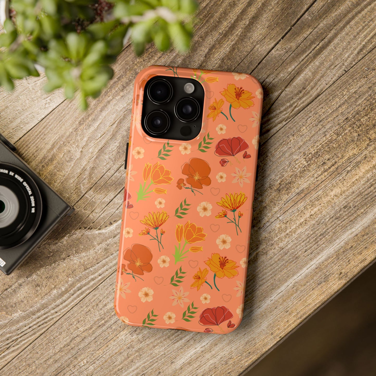 Coque de téléphone résistante Coral Peach Meadow pour iPhone et Samsung Galaxy