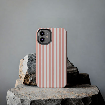 Coral Pink Stripes Tough Phone Case for iPhone and Samsung Galaxy