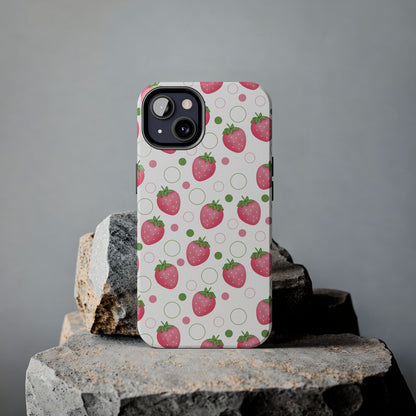 Pink Strawberry Bubbles Tough Phone Case for iPhone and Samsung Galaxy