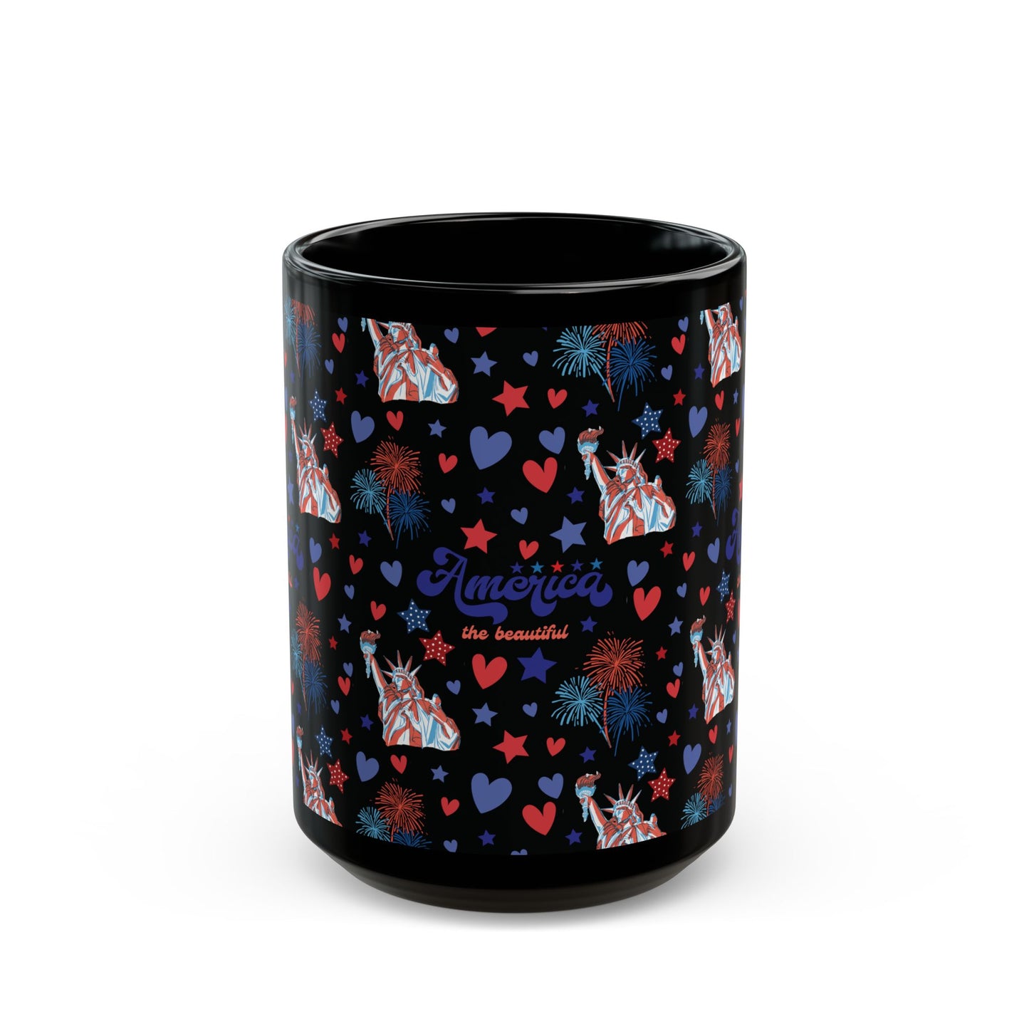 America the Beautiful Black Mug Cool Summer Coffee Mug Tea Cup Spring Ceramic Mug