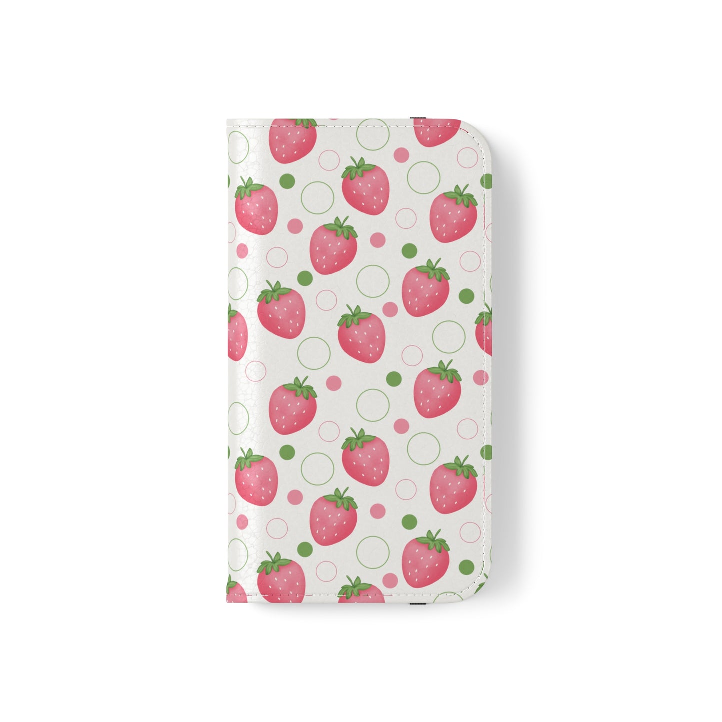 Pink Strawberry Bubbles Flip Phone Case Cover with Pockets - Phone Case - Kristine Celestine