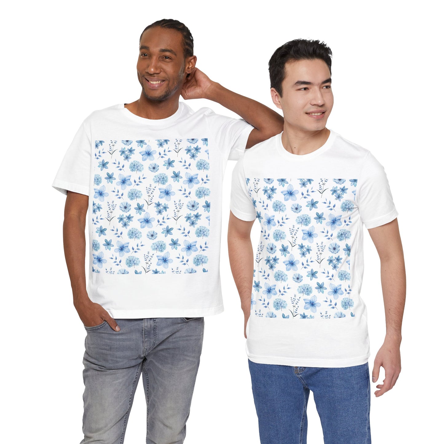 Snowy Blue Flowers T-Shirt