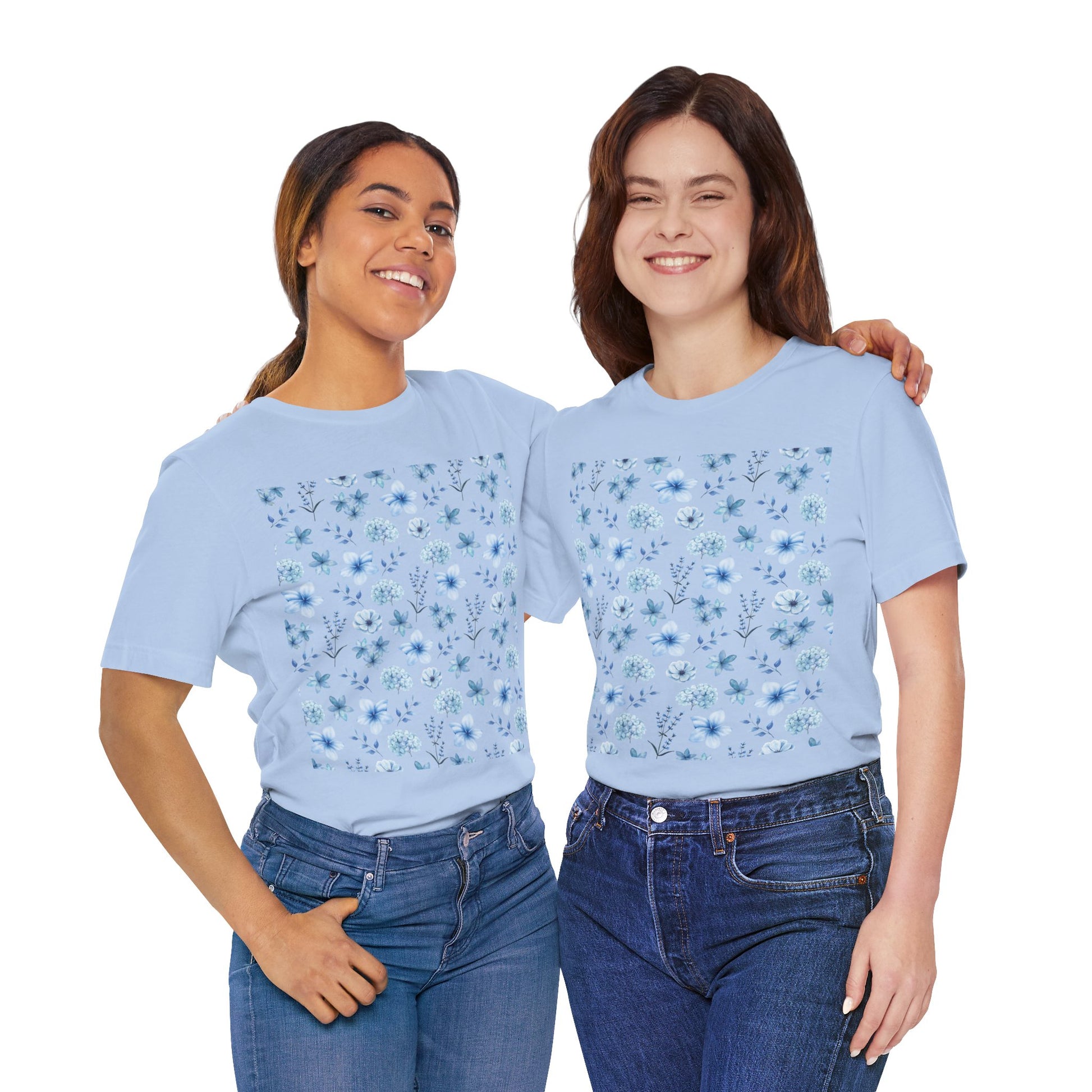 Snowy Blue Flowers Unisex Shirt - T - Shirt - Printify - Kristine Celestine