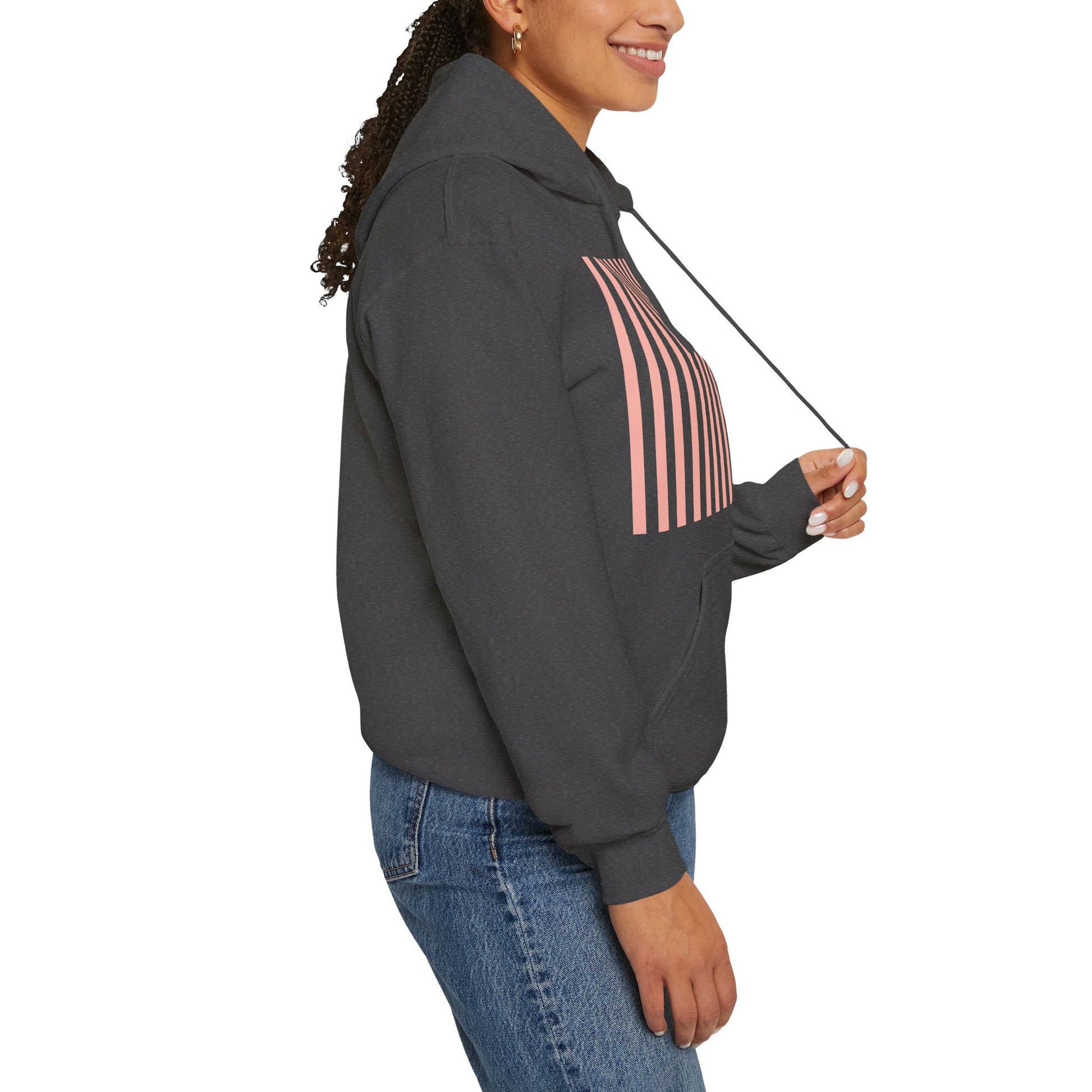 Coral Pink Stripes Hoodie - Hoodie - Kristine Celestine