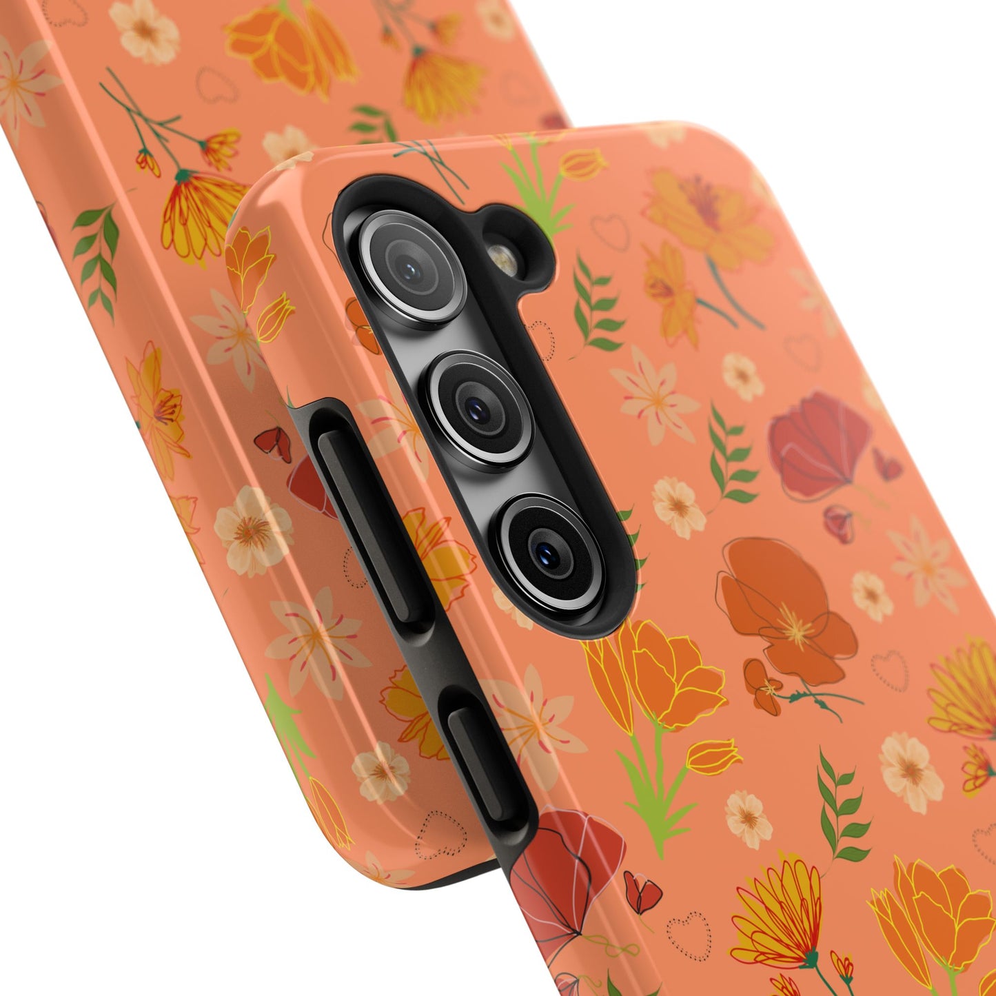 Coque de téléphone résistante Coral Peach Meadow pour iPhone et Samsung Galaxy