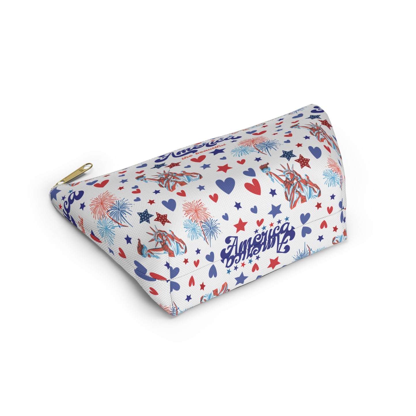 America the Beautiful Accessory Pouch with T-bottom Pouch for Makeup Small Bag for School Supplies Cute Summer Zipper Pouch