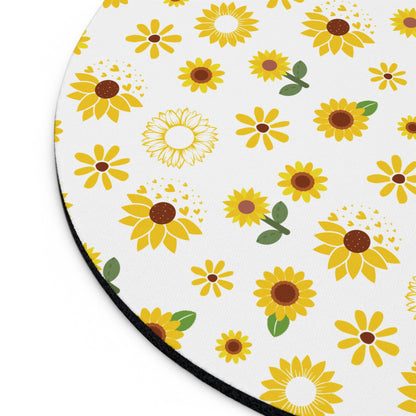 Sunflower Burst Mousepad Yellow Flower Spring Desk Mat Summer Floral Office Mat