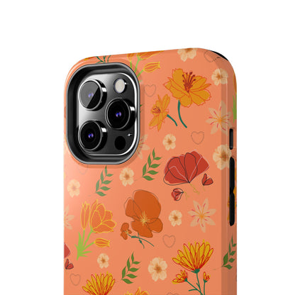 Coque de téléphone résistante Coral Peach Meadow pour iPhone et Samsung Galaxy