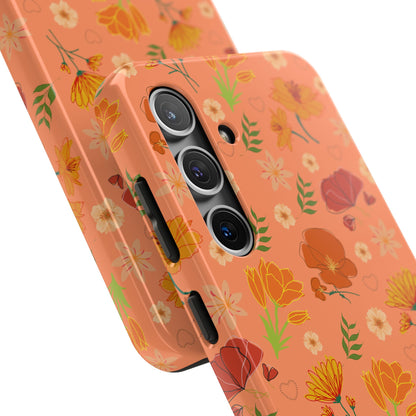 Coque de téléphone résistante Coral Peach Meadow pour iPhone et Samsung Galaxy