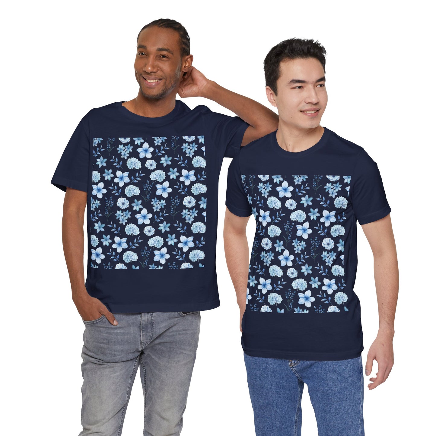 Snowy Blue Flowers T-Shirt