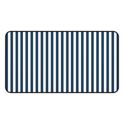 Navy Blue Stripes Desk Mat Royal Blue Stiped Computer Mat Classic Dark Blue Office Mat