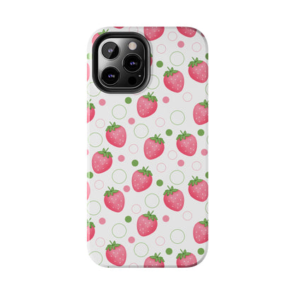 Pink Strawberry Bubbles Tough Phone Case for iPhone and Samsung Galaxy