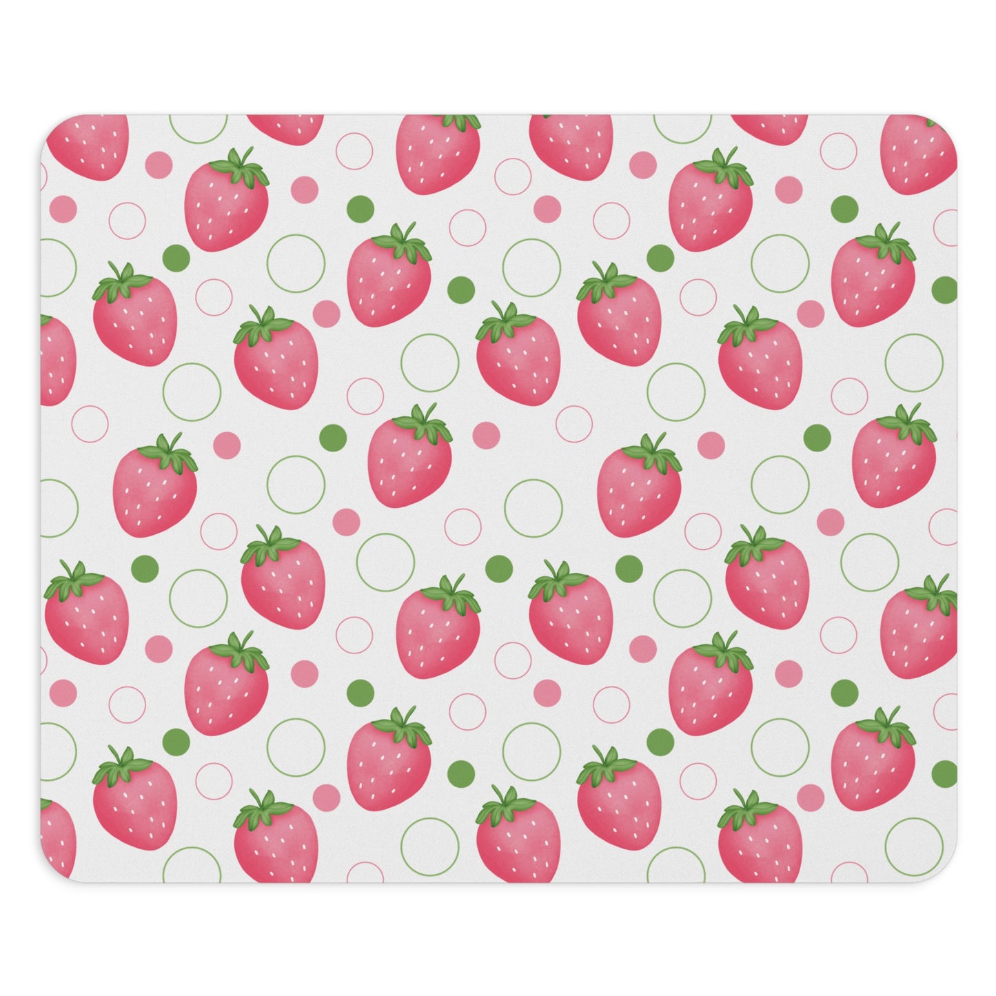 Pink Strawberry Bubbles Mousepad Summer Strawberries Desk Mat