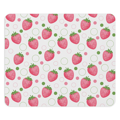 Pink Strawberry Bubbles Mousepad Summer Strawberries Desk Mat