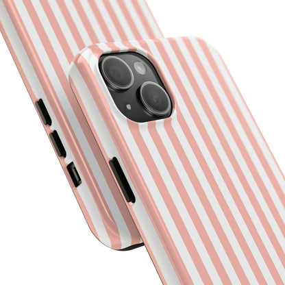 Coral Pink Stripes Tough Phone Case for iPhone and Samsung Galaxy