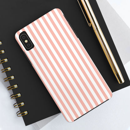 Coral Pink Stripes Tough Phone Case for iPhone and Samsung Galaxy