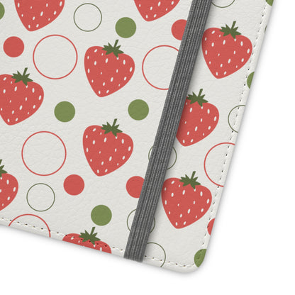 Red Strawberry Bubbles Flip Phone Case Cover with Pockets - Phone Case - Printify - Kristine Celestine