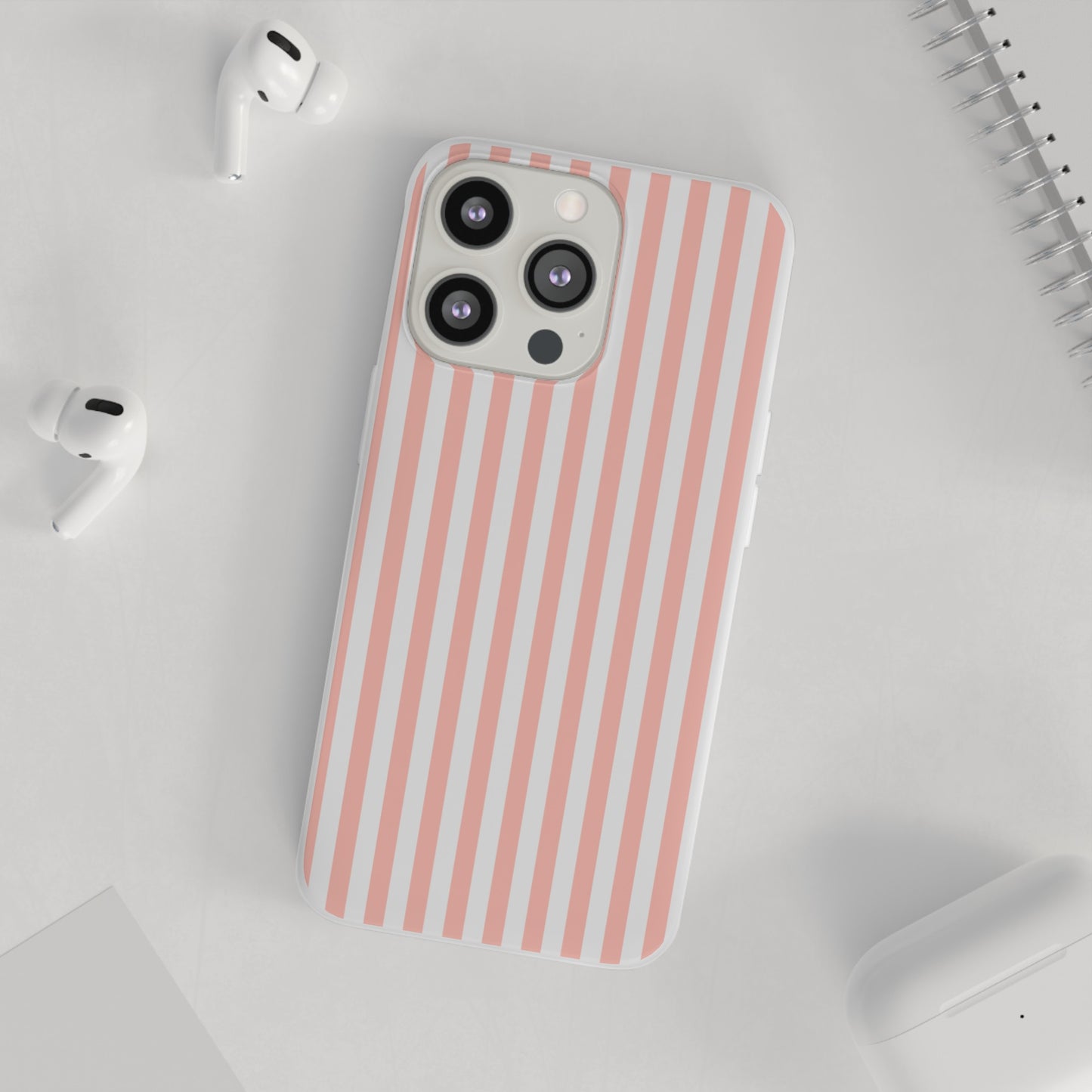 Coral Pink Stripes Flexible Phone Case iPhone Case Samsung Galaxy - Phone Case - Kristine Celestine