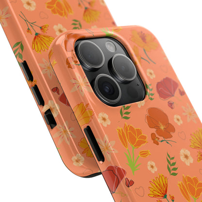 Coque de téléphone résistante Coral Peach Meadow pour iPhone et Samsung Galaxy