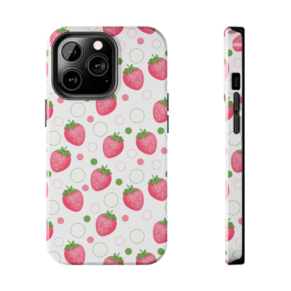 Pink Strawberry Bubbles Tough Phone Case for iPhone and Samsung Galaxy