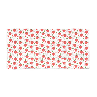 Red Strawberry Bubbles Beach Towel