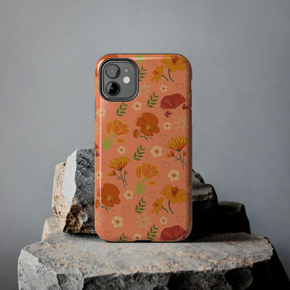 Coque de téléphone résistante Coral Peach Meadow pour iPhone et Samsung Galaxy