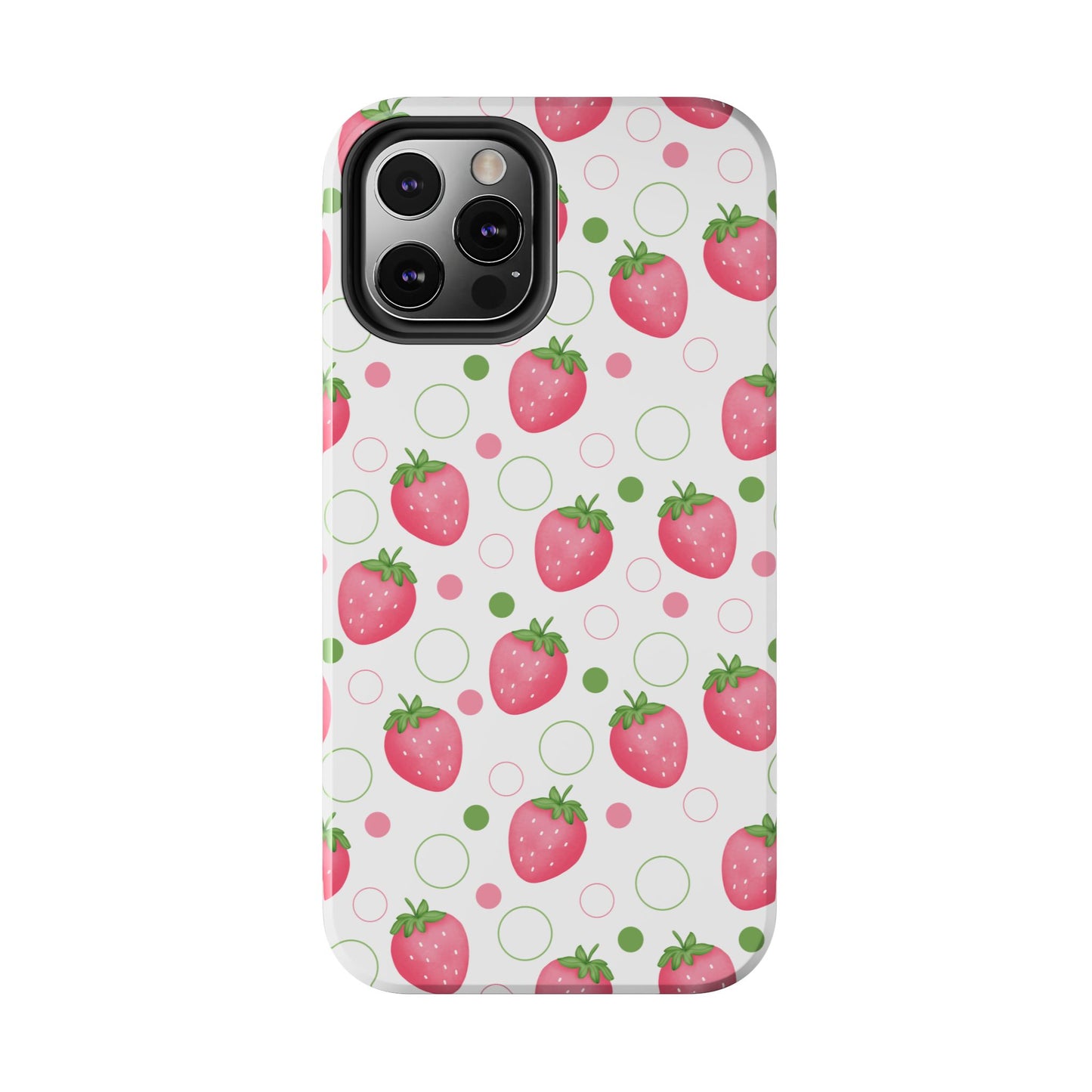 Pink Strawberry Bubbles Tough Phone Case for iPhone and Samsung Galaxy