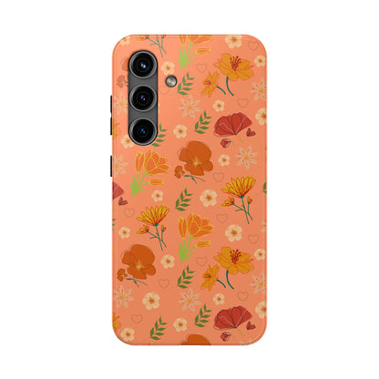 Coque de téléphone résistante Coral Peach Meadow pour iPhone et Samsung Galaxy