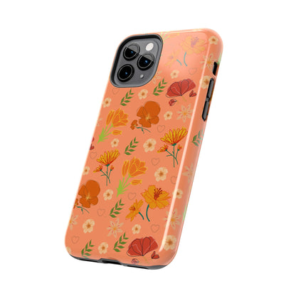 Coque de téléphone résistante Coral Peach Meadow pour iPhone et Samsung Galaxy