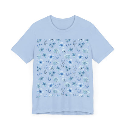 Snowy Blue Flowers Unisex Shirt - T - Shirt - Printify - Kristine Celestine