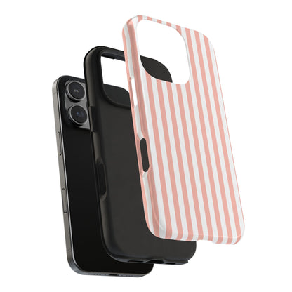 Coral Pink Stripes Tough Phone Case for iPhone and Samsung Galaxy