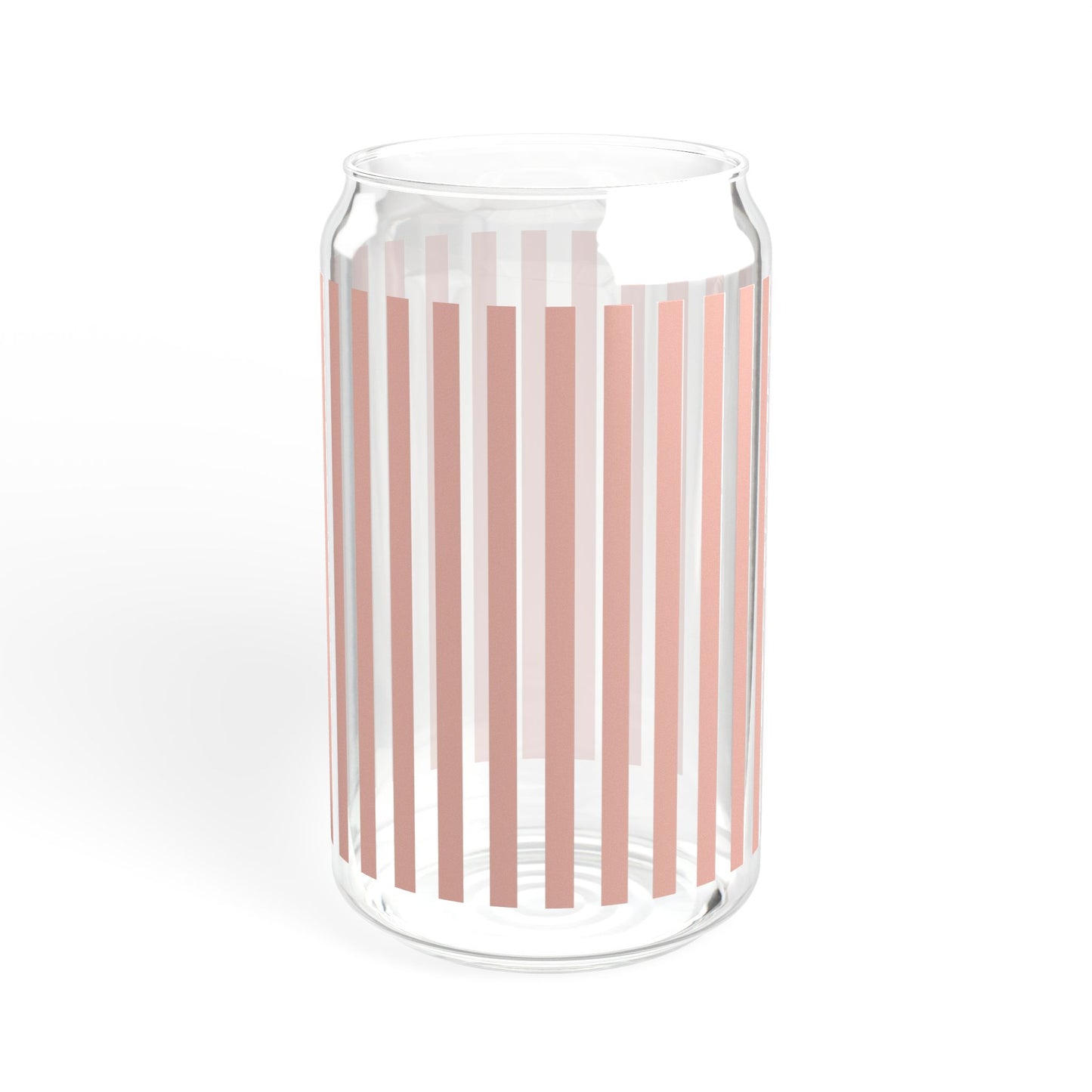 Coral Pink Stripes Sipper Glass 16 oz