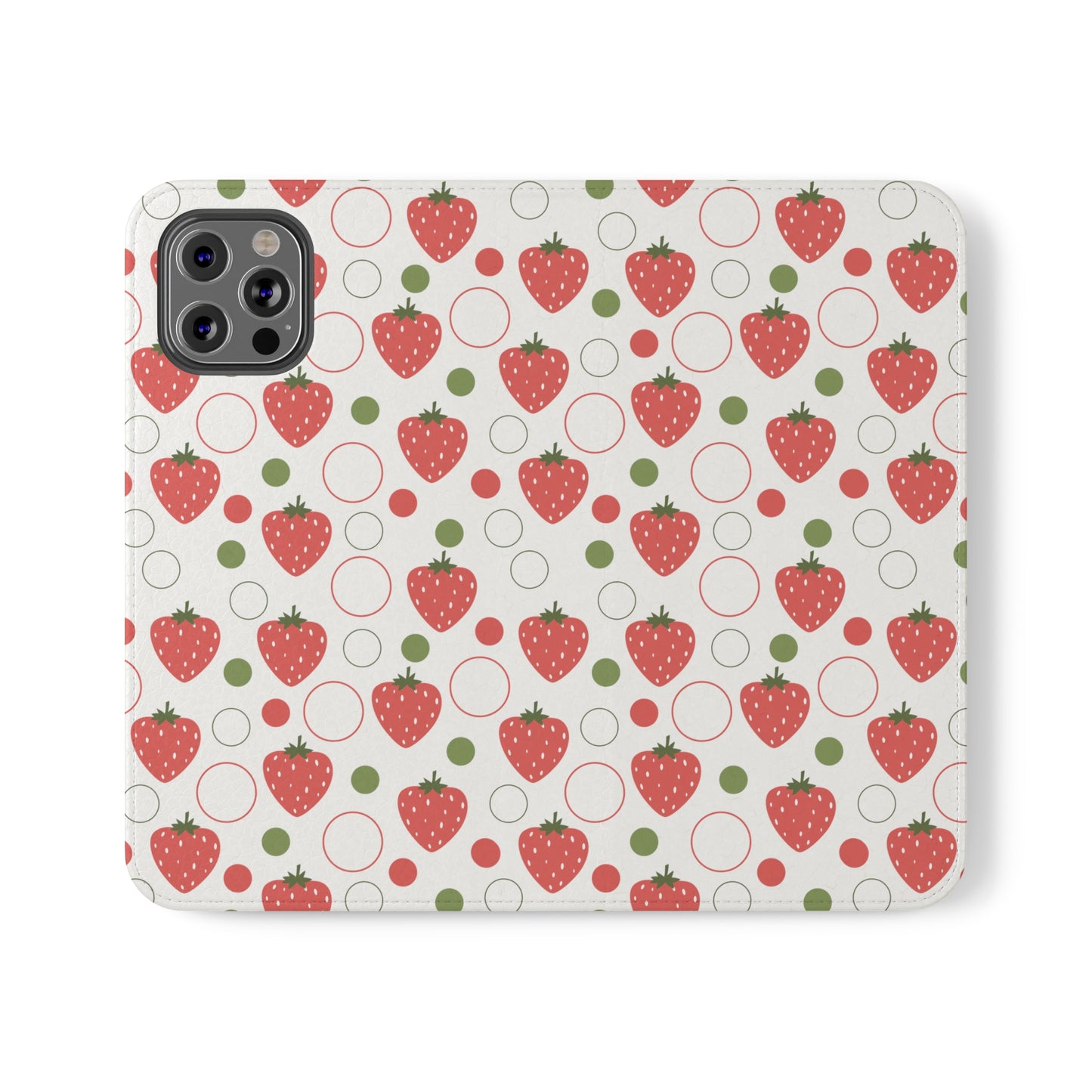 Red Strawberry Bubbles Flip Phone Case Cover with Pockets - Phone Case - Kristine Celestine