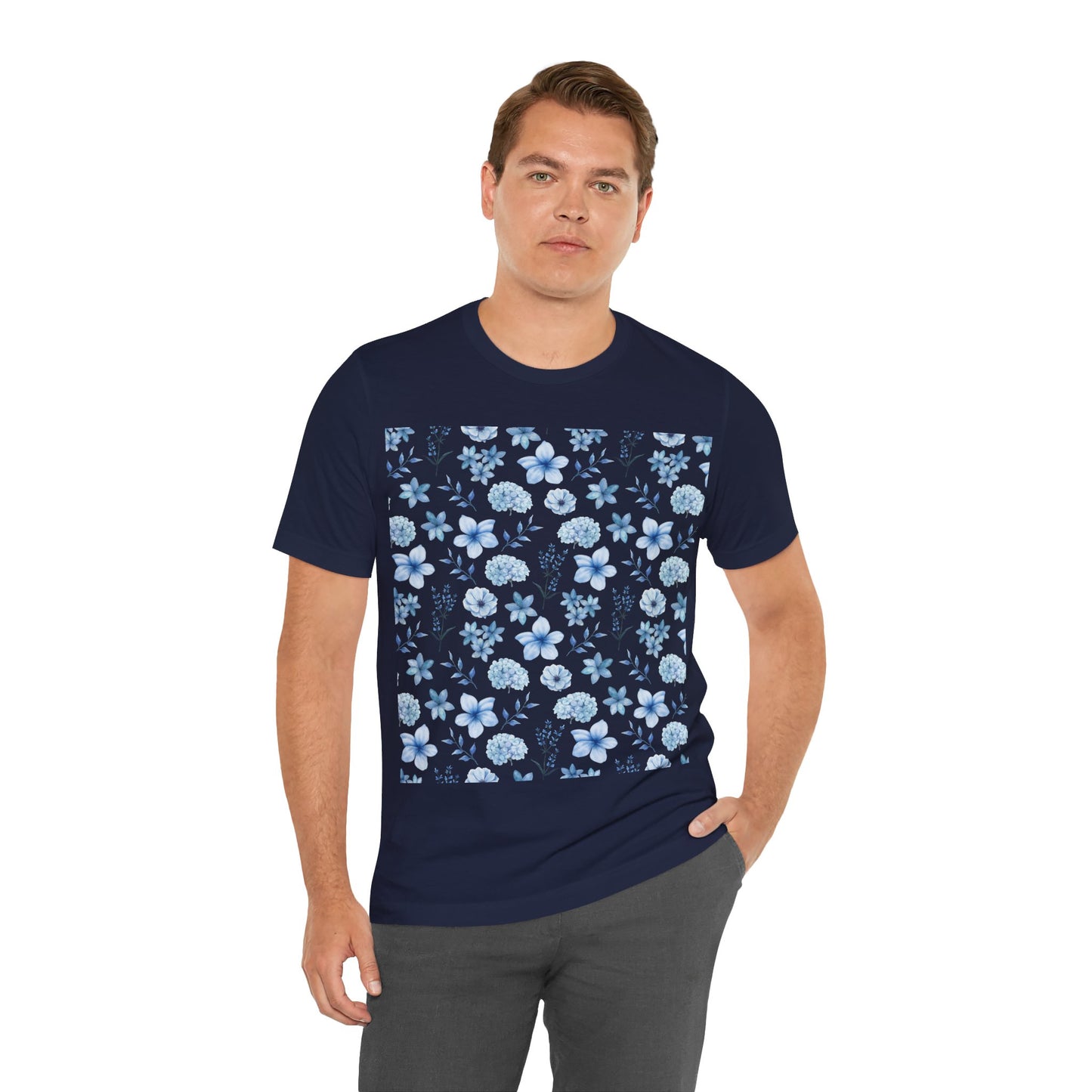 Snowy Blue Flowers T-Shirt