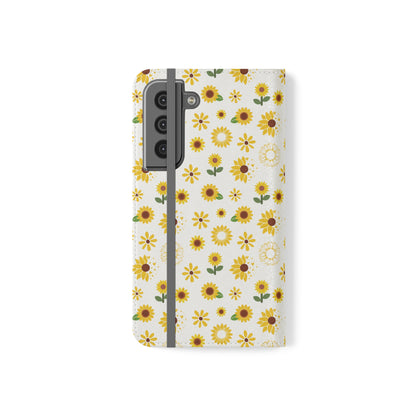 Sunflower Burst Flip Phone Case Cover with Pockets - Phone Case - Kristine Celestine