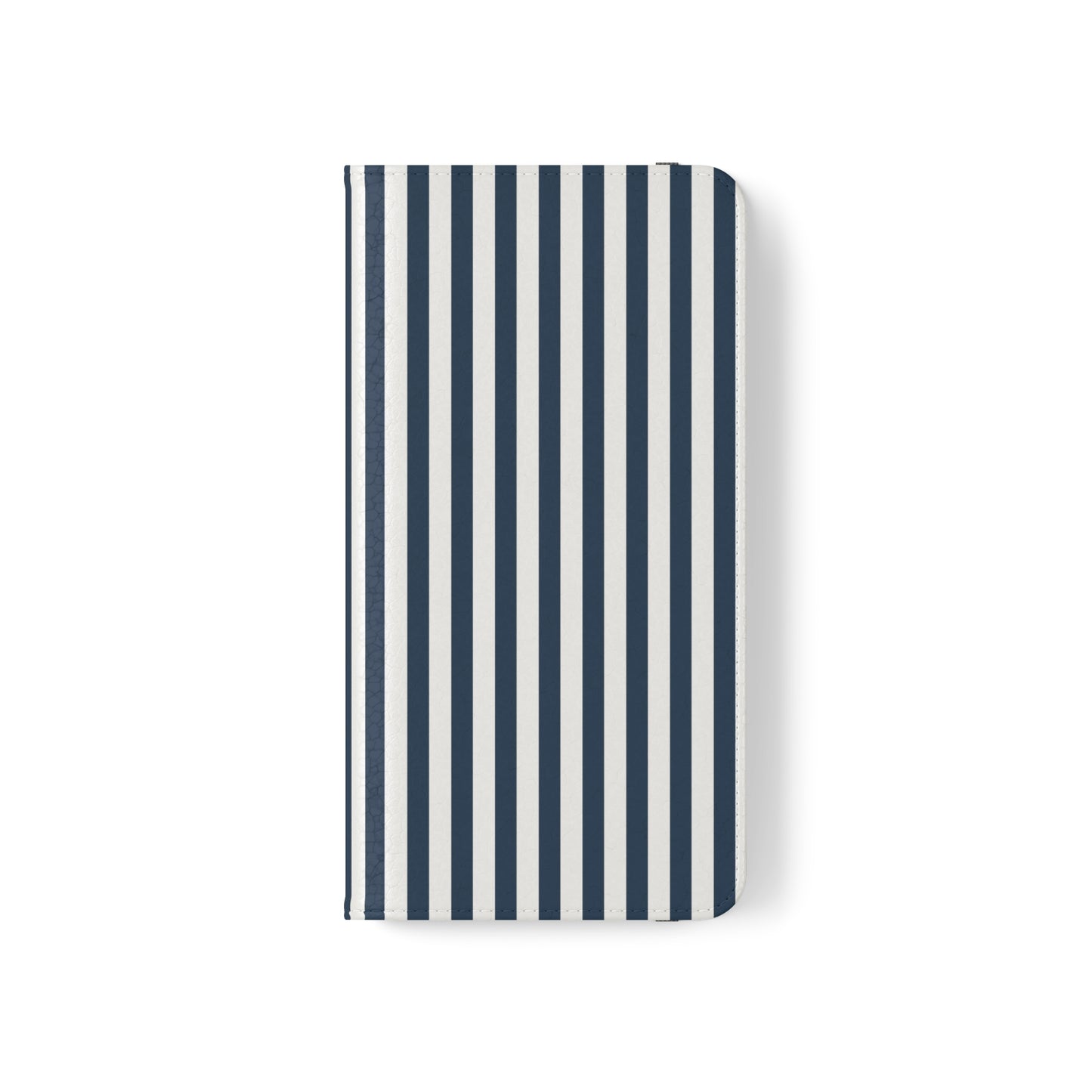 Navy Blue Stripes Flip Phone Case Cover with Pockets