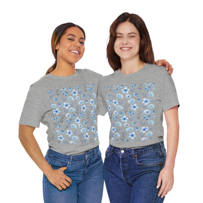 Snowy Blue Flowers Unisex Shirt - T - Shirt - Printify - Kristine Celestine