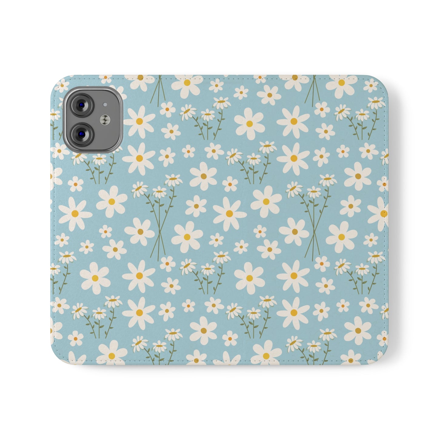 Sky Blue Daisy Flip Phone Case Cover with Pockets - Phone Case - Kristine Celestine