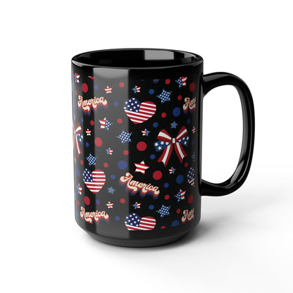 America's Sweetheart and Bows Black Mug Cool Summer Coffee Mug Tea Cup Spring Ceramic Mug