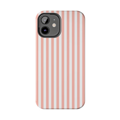 Coral Pink Stripes Tough Phone Case for iPhone and Samsung Galaxy