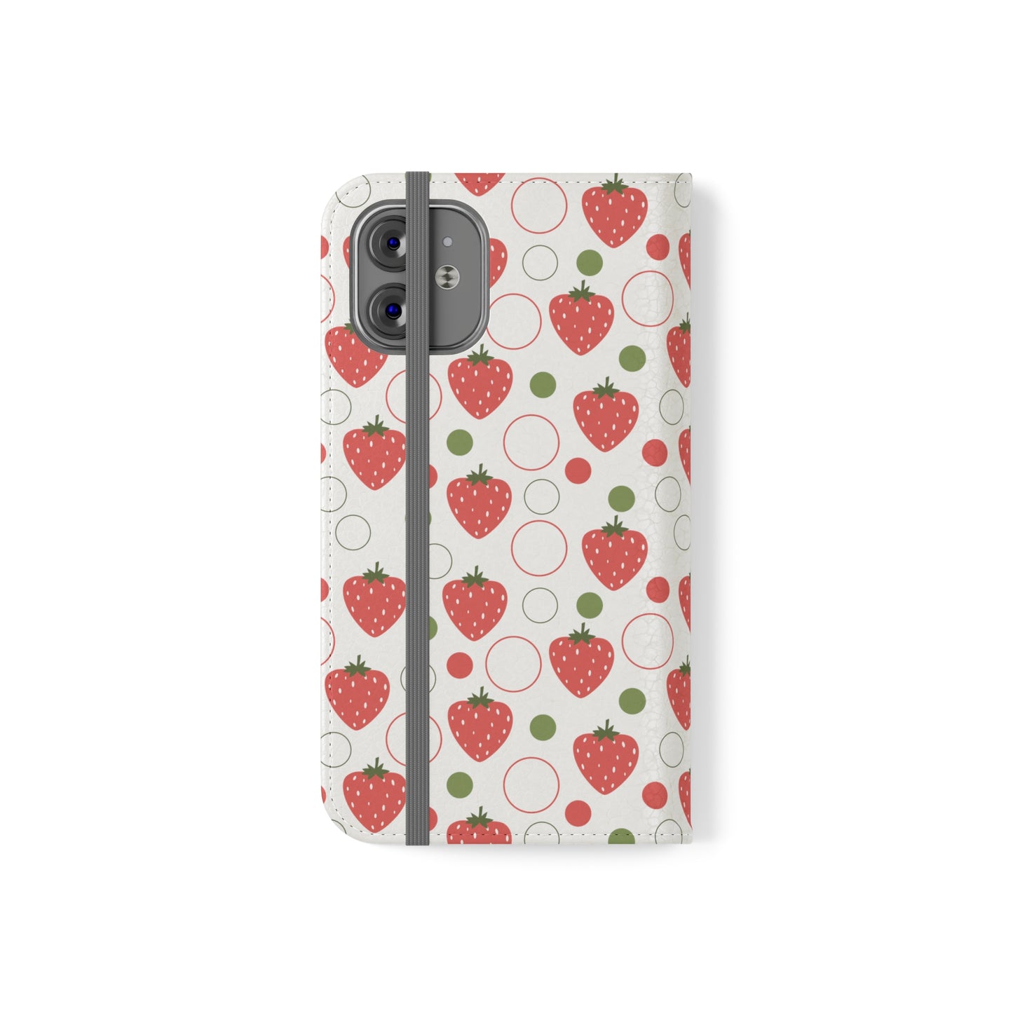 Red Strawberry Bubbles Flip Phone Case Cover with Pockets - Phone Case - Kristine Celestine