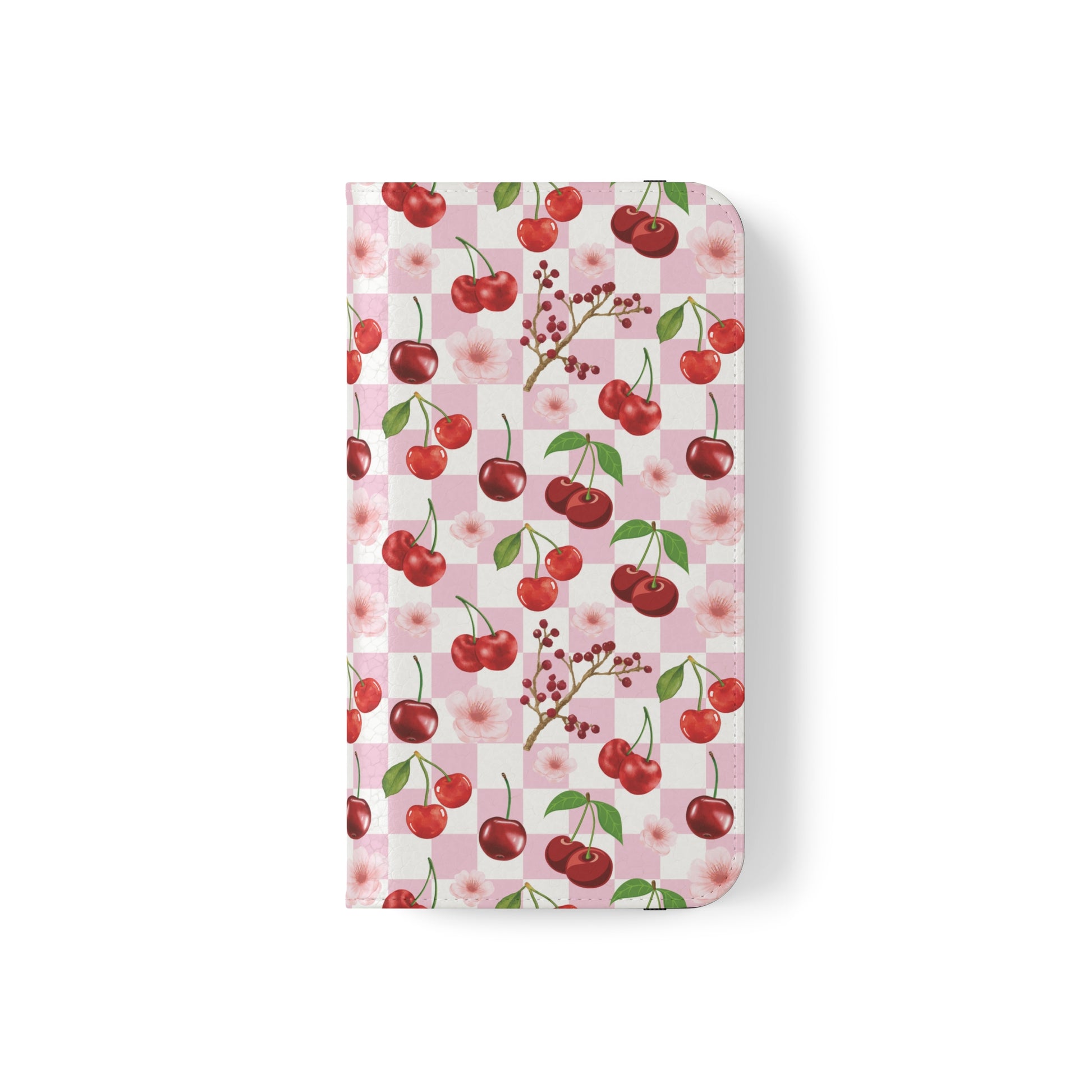 Cherry Checkerboard Flip Phone Case Cover with Pockets - Phone Case - Kristine Celestine