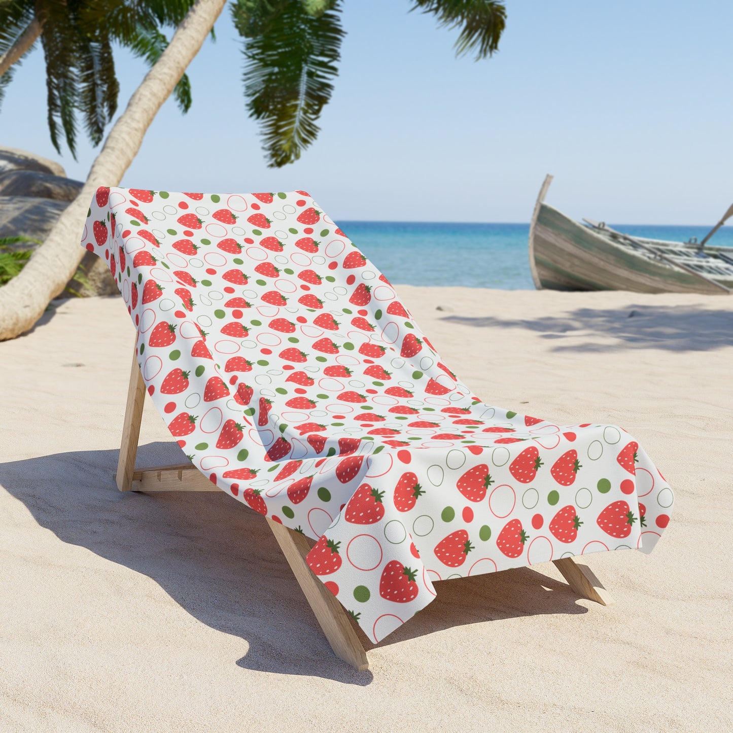 Red Strawberry Bubbles Beach Towel