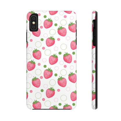 Pink Strawberry Bubbles Tough Phone Case for iPhone and Samsung Galaxy