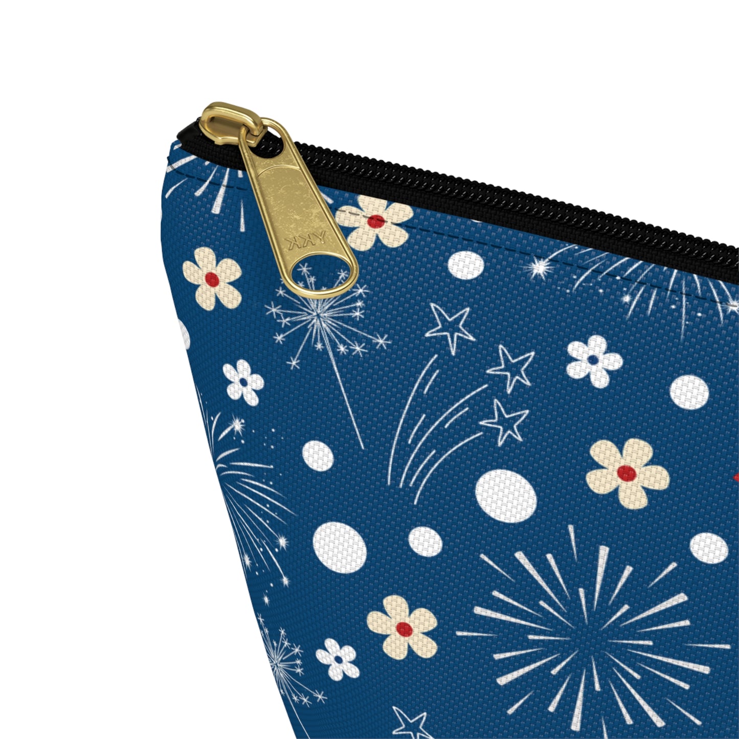 USA Daisy Fireworks Accessory Pouch with T-bottom Pouch for Makeup Small Bag for School Supplies Cute Summer Zipper Pouch